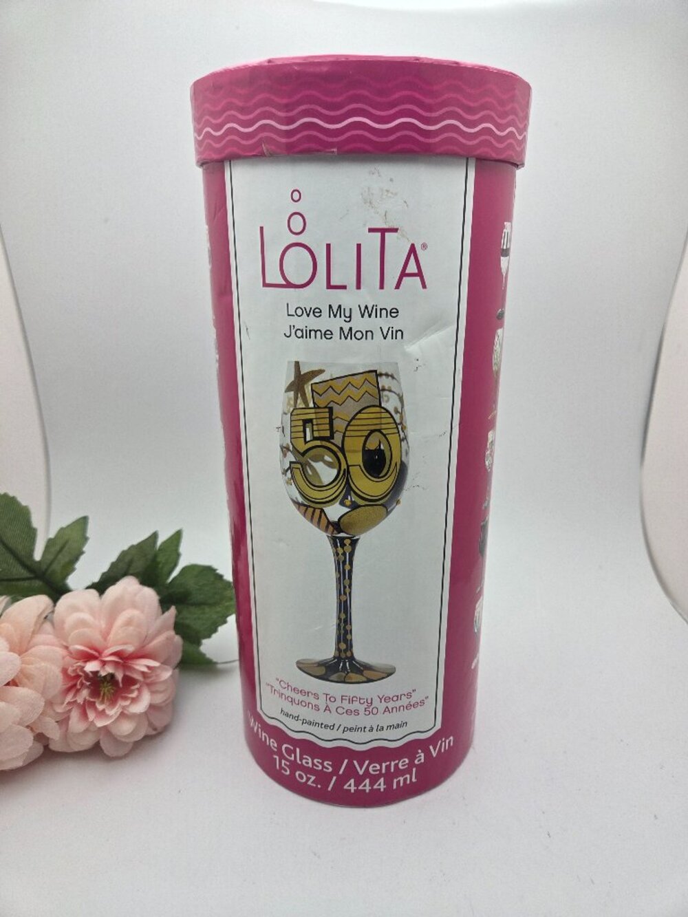 Lolita "Love My Wine" 50th Birthday Wine Glass "Cheers To Fifty Years"
